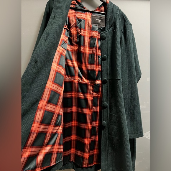 Torrid Green Button Up Coat with Hood - Used Size 3 - Picture 12 of 12